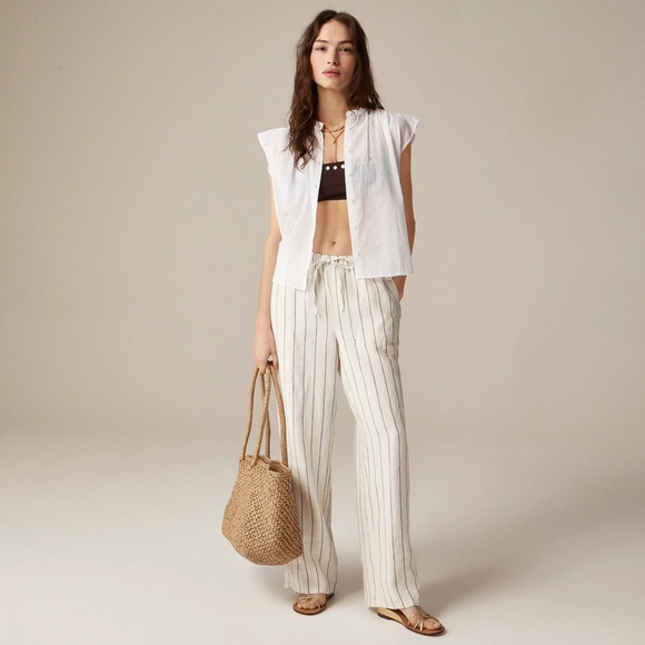 New JCREW Size M Flutter-Sleeve Button-Up Shirt in Cotton Voile White $79 CK036 - Picture 2 of 6